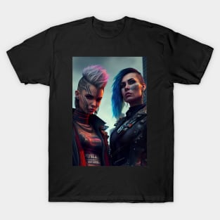 Futuristic Punk Women Portrait with Bright Coloured Hair T-Shirt